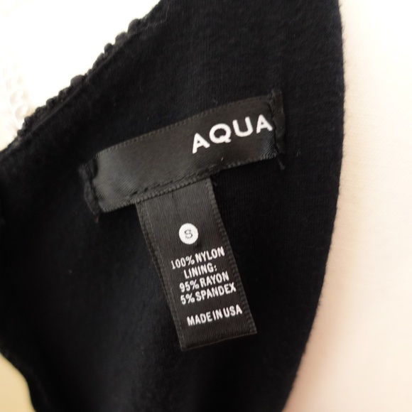 Bloomingdale's Aqua Black Lace V-Neck Fit & Flare Dress - Picture 8 of 8